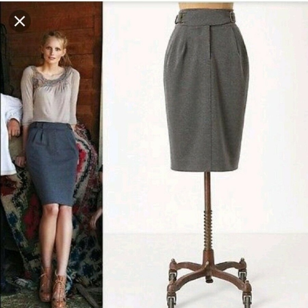 Anthropologie MAEVE Double Buckle Pencil Skirt